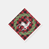 グレーホワイトディアバッファロープライド柊パインベリー スタンダードカクテルナプキン (角)