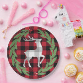 グレーホワイトディアバッファロープライド柊パインベリー ペーパープレート (パーティー)