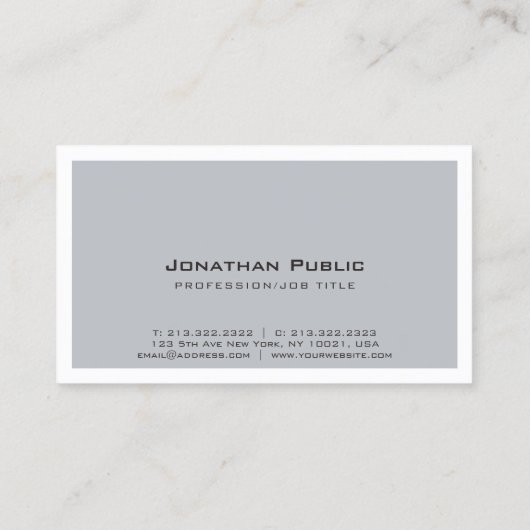 グレーホワイトデザインモダンプお洒落ライエレガントン 名刺 (裏面)