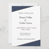 グレーホワイトネイビーブルーストライプ結婚式招待状 招待状 (正面)