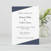グレーホワイトネイビーブルーストライプ結婚式招待状 招待状 (スタンド正面)