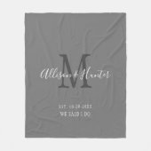 グレーホワイトネ結婚ームの設定された記念品 フリースブランケット (正面)