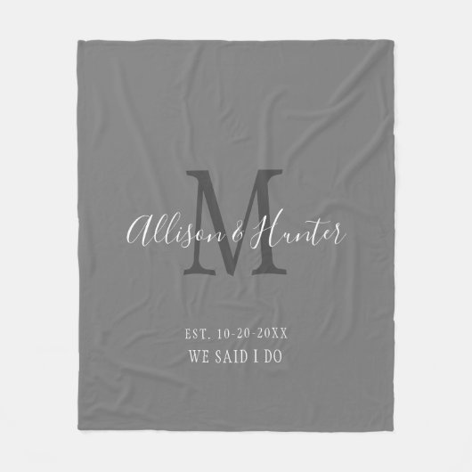 グレーホワイトネ結婚ームの設定された記念品 フリースブランケット (正面)