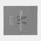 グレーホワイトネ結婚ームの設定された記念品 フリースブランケット (正面(横))