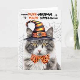 グレーホワイトハロウィーンキャットパーノーマルMEOWolween シーズンカード