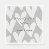 グレーホワイトハーツのウェディング スタンダードランチョンナプキン (正面)