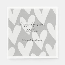 グレーホワイトハーツウェディング スタンダードランチョンナプキン