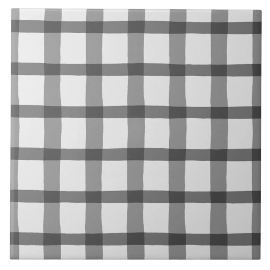 グレーホワイトファームハウスプレイドパターン(の模様が)ある タイル (正面)