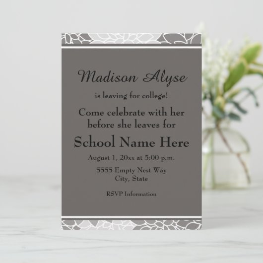 グレーホワイトフローラ離れズフォーカレッジパーティー招待状 招待状 (スタンド正面)