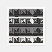 グレーホワイトブラックギリシャ鍵フレットパターンデザイン スタンダードカクテルナプキン (正面)