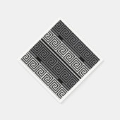 グレーホワイトブラックギリシャ鍵フレットパターンデザイン スタンダードカクテルナプキン (角)