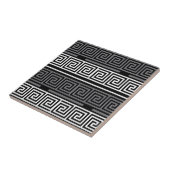 グレーホワイトブラックギリシャ鍵フレットパターンデザイン タイル (側面)