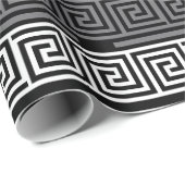 グレーホワイトブラックギリシャ鍵フレットパターンデザイン ラッピングペーパー (ロールコーナー)