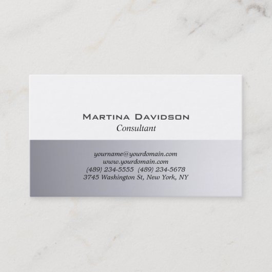 グレーホワイトプレーンクラシカルクリエイティブ 名刺 (正面)