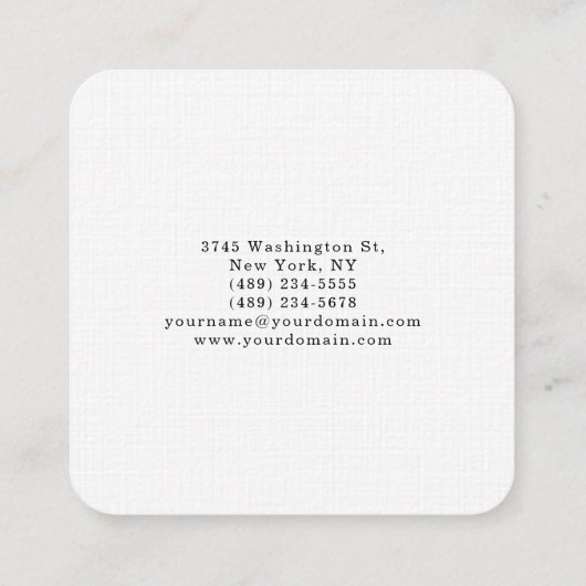 グレーホワイトプロフェッショナルスタイリッシュトレンディーミニマリスト スクエア名刺 (裏面)