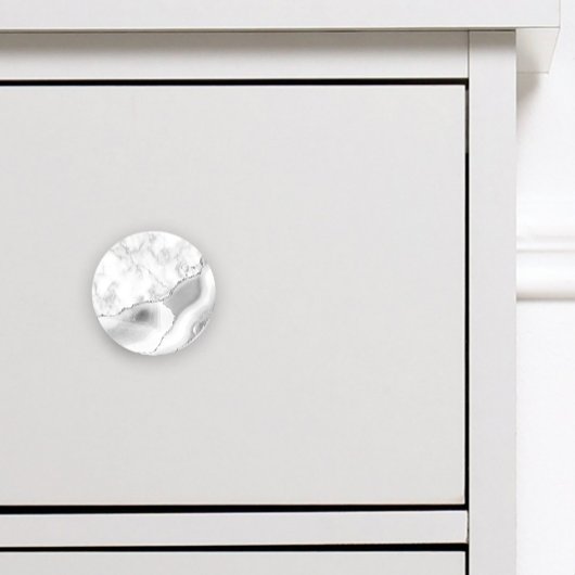 グレーホワイトマーブルアゲートシルバーグリッター セラミックノブ