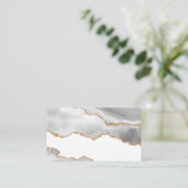 グレーホワイトマーブルアゲートリファインドゴールデングリッター 名刺 (スタンド正面)