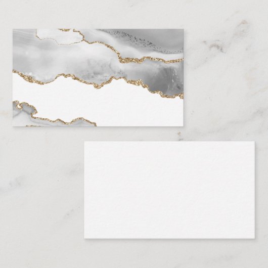 グレーホワイトマーブルアゲートリファインドゴールデングリッター 名刺 (正面/裏面)