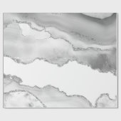 グレーホワイトマーブルゲートシンプルシルバーグリッター ラッピングペーパー (フラット)