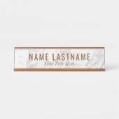 グレーホワイトマーブルブラウン銅フォント デスクネームプレート (正面)