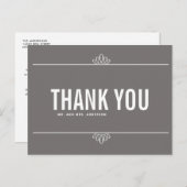 グレーホワイトモダンタイポグラフィサンキューハガキ ポストカード (正面/裏面)