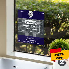 グレーホワイトモノクロシンプル営業時間店 ウィンドウサイン