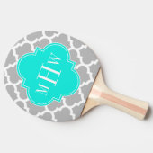 グレーホワイトモロッコアクア#5ブラットアクア3イニシャルモノグラム 卓球ラケット (横)