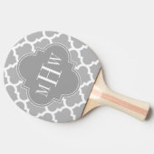 グレーホワイトモロッコモロッコグレ#5グレイ3イニシャルモノグラム 卓球ラケット (横)