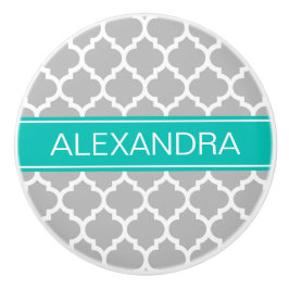 グレーホワイトモロッコ#5ティール（緑がかった色）名モノグラム セラミックノブ