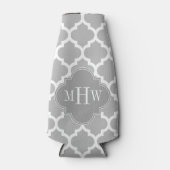 グレーホワイトモロッコ#5 Dkグレー3イニシャルモノグラム ボトルクーラー (正面)