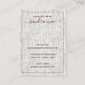 グレーホワイトリネンテクスチャルックジュエリーディスプレイカード 名刺 (裏面)