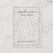 グレーホワイトリネンテクスチャルックジュエリーディスプレイカード 名刺 (正面)