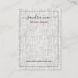 グレーホワイトリネンテクスチャルックジュエリーディスプレイカード 名刺