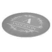 グレーホワイトリースファミリー名モノグラム カッティングボード (角)