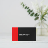 グレーホワイトレッドストライプビジネスカード 名刺 (スタンド正面)