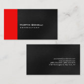 グレーホワイトレッドストライプビジネスカード 名刺 (正面/裏面)