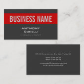 グレーホワイトレッドストライプ魅力的ビジネスカード 名刺 (正面/裏面)