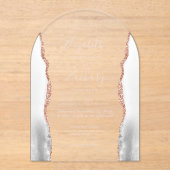 グレーホワイトローズ金ゴールド淡い色のアゲートピンクアー結婚チズ アクリル招待状 (正面)