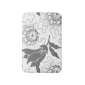 グレーホワイトヴィンテージファームハウススタイルフローラプリント バスマット (正面縦)