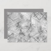 グレーホワイト大理石グリームエレガント セーブ・ザ・デート 案内ポストカード (正面/裏面)