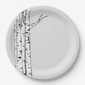 グレーホワイト樺の木の木 ペーパープレート (正面)