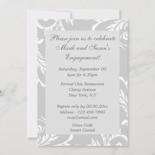 グレーホワイト記念婚約PERSONIZARY 招待状 (正面)