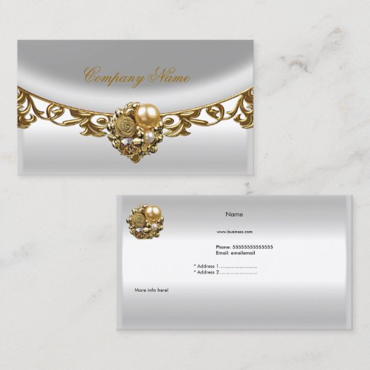 グレーホワイト金ゴールドエレガントブティック金ゴールドプロファイル 名刺 (正面/裏面)