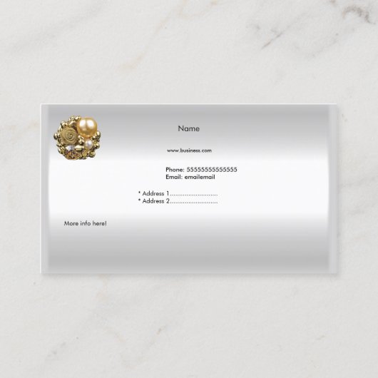 グレーホワイト金ゴールドエレガントブティック金ゴールドプロファイル 名刺 (裏面)