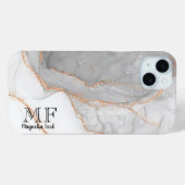 グレーホワイト金ゴールドグリッター大理石カスタマイズ Case-Mate iPhoneケース (裏面 (横))