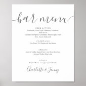 グレーホワイト シグネチャースクリプト バーメニュー看板 ポスター (正面)