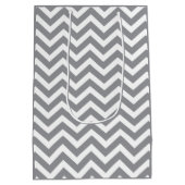 グレーホワイト 厚 チェブン 結婚式 誕生日 V2 ミディアムペーパーバッグ (裏面)