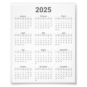 グレーホワイト 2025 年 見やすい カレンダー フォトプリント           