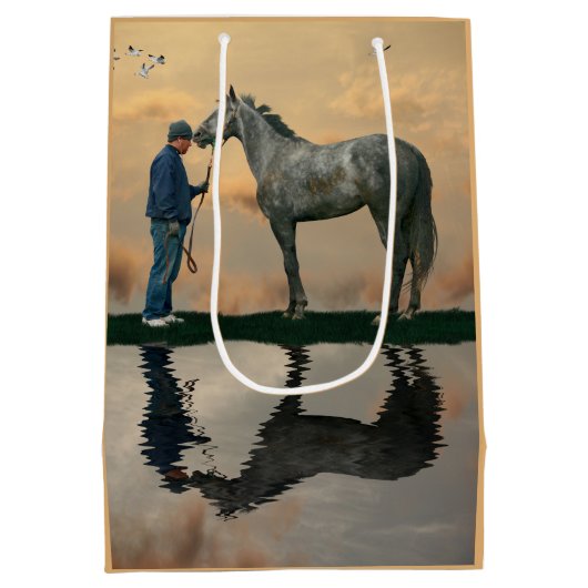 グレーホースアンドグルーミングOTTB抱き枕 ミディアムペーパーバッグ (裏面)