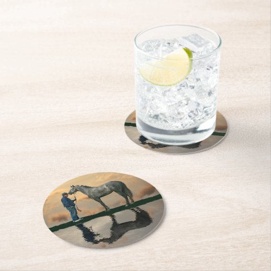 グレーホースアンドグルーミングOTTB紙コースター ラウンドペーパーコースター (インサイチュ)